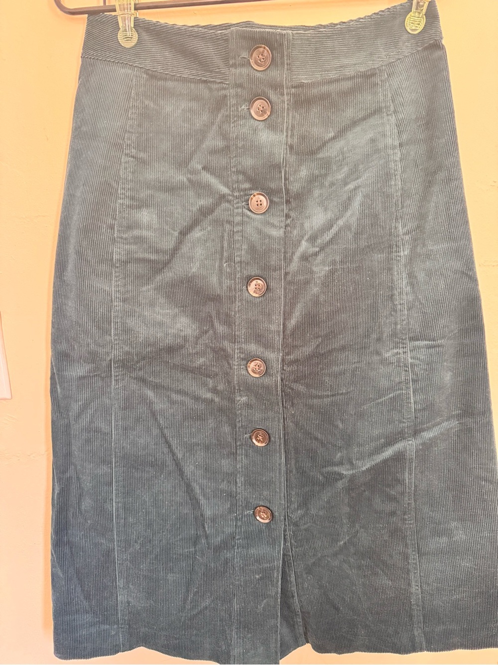 Banana Republic Teal Button-Front Corduroy Midi Skirt - Picture 3 of 7